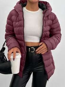 RueChic Damska krótka kurtka z kapturem i zamkiem błyskawicznym, bawełniana, ocieplana