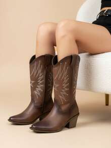 Women Mid-Calf Boots - Camel - View 1