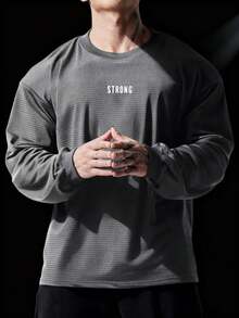 Manfinity Sport Corelite Men's Letter Print Round Neck Long Sleeve Daily Fitness Sport T-Shirt Workout Clothes Running Tees & Tanks Workout Tops Gym Top Fall Breathable