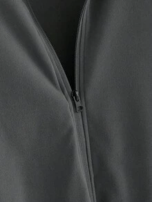 Mainfolk Men's Dark Grey Autumn Zip-Up Jacket,Casual Hiking Stand Collar Solid Color Versatile Commuting Fashionable Plus Size Sweater Jacket For Fall - Multicolor - View 6