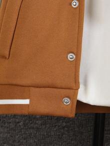 Young Boys Cartoon Hooded Long Sleeve Fleece Jacket And Pants Set, Casual Cute Street Skateboard Comfortable Outfit, Autumn/Winter - Brown - View 7