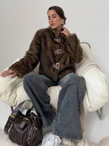 Aloruh Chaqueta de cuero con mangas largas de piel sintética, de moda para otoño/invierno - Multicolor - Ver 8
