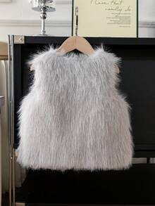 Elladie kids 1 szt. Wysokiej jakości, nowa, ciepła, modna, uniwersalna kamizelka bez rękawów dla dziewcząt, jednolity kolor, ciemnoszary, odpowiednia na wyjścia, do szkoły, na co dzień, jako warstwa zewnętrzna, na spotkania, na wiosnę/jesień/zimę, kamizelka o regularnym kroju