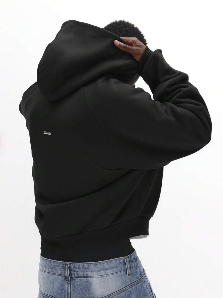 SUMWON sweat-shirt à capuche zippé à épaules tombantes, coupe ample en French Terry, vêtement de détente essentiel pour l'hiver et l'automne