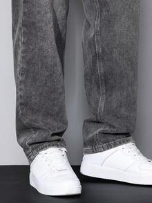 Manfinity Homme Jeans rectos de unicolor con bolsillo para hombre