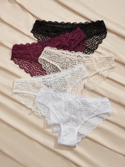 Charlaine 5pcs/Pack Sexy French Lace Low-Rise Briefs For Women