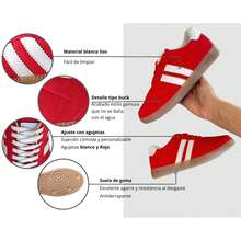 Tenis Casuales Unisex Estilo Samba Clásico Moda Urbana Retro Deportivo Suela Goma Antiderrapante Confort Diarios - Rojo - Ver 3