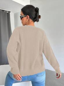 RueChic Drop Shoulder Button Front Cardigan - Apricot - View 2