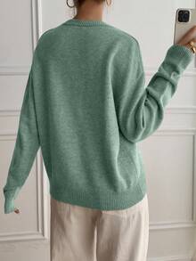 DAZY Casual Color Block Henley Neck Pullover, Soft Knit 2 In 1 Sweater For Women - Mint Green - View 3