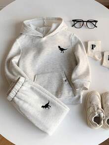 Bộ 2 áo nỉ lót nhiệt in hình khủng long dễ thương cho bé trai và quần jogger bộ đồ thể thao thường ngày, phù hợp cho mùa thu/đông, trở lại trường, lễ hội, Halloween, Giáng sinh, năm mới cho bé trai và quần nỉ bộ đồ nỉ cho bé trai bộ đồ nỉ cho bé trai và quần jogger cho bé trai bộ đồ nỉ cho bé trai - Xám - Xem 7