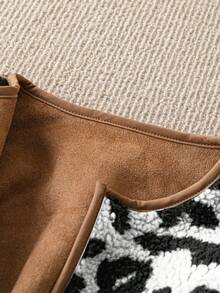 SoleilVie 女士常规豹纹夹克，秋冬保暖 - 黑與白 - 查看 4