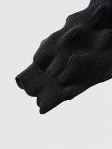 ROMWE MEN Street Life 男士纯色休闲百搭时尚3D压纹长袖毛衣，冬季 - 黑色 - 查看 7