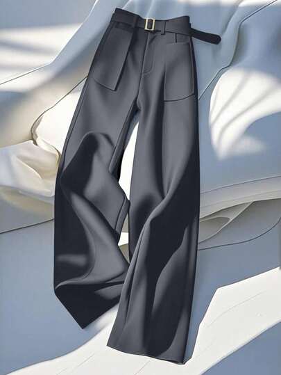 GlowEve 优雅女士阔腿裤，带口袋装饰和腰部收紧