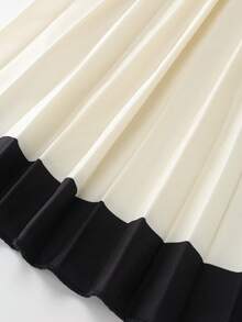 GlowEve 女士针织拼布腰A字优雅日常通勤时尚法式街头复古百搭圣诞派对新年假期商务米色长袖连衣裙，秋冬 - 彩色 - 查看 4