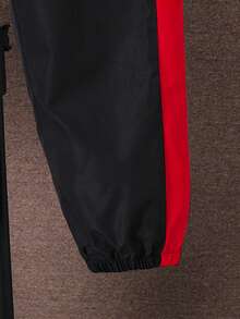 2 Stücke/Set Jungen Lässig Trainingsanzug, Farbblock Reißverschluss-Jacke und weite Jogginghose, sportlicher Outfit für Teenager, geeignet für Frühling/Herbst, Alltagstragen, Schule, Arbeit