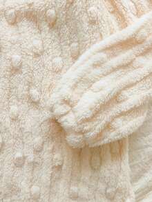 Vintaside Kids Girls' Long Sleeve Hooded Fashionable Double-Sided Jacquard Plush Jacket, Suitable For Outdoor Travel, Providing Sufficient Cold Protection, Stylish And Practical, Ensuring Warmth And Fashion During Winter Exploration - Beige - View 5