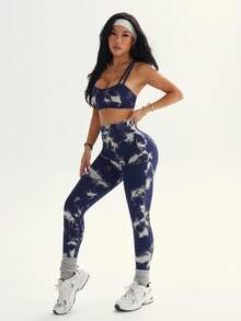 Slayoga Nahtloser, hochelastischer Sport-Yoga-Fitness-BH und Shorts Set