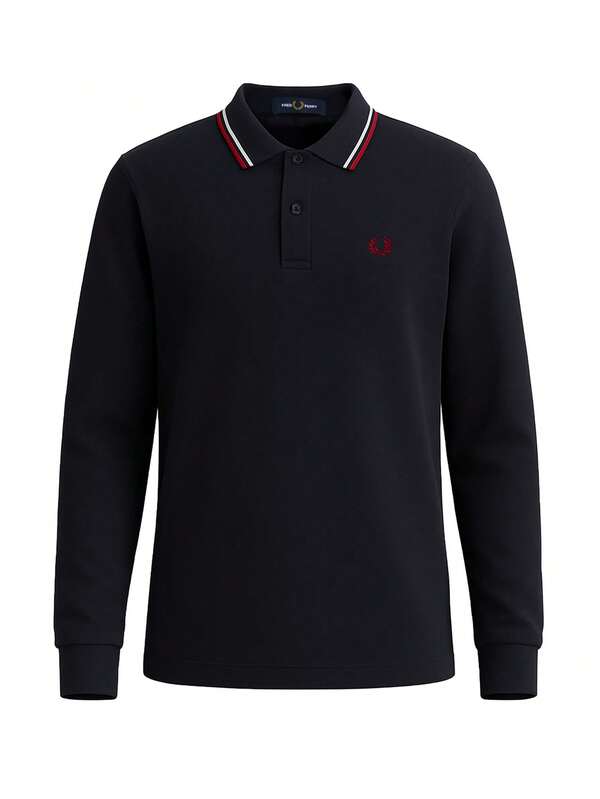 Fred Perry Men's Long Sleeve Polo Shirt Navy
