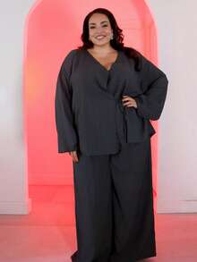 Pretty and Ole Bộ vest xám cỡ lớn dành cho quý cô. Bộ đồ hai mảnh rộng rãi và thoải mái dành cho nữ, Bộ vest xám, Bộ vest, Đồ công sở cho nữ, Đồ công sở cho nữ, Trang phục hai mảnh mùa xuân và mùa thu, Trang phục phù hợp cho cặp đôi, Bộ đồ mặc ở nhà dành cho phụ nữ Bộ đồ hai mảnh đi nghỉ mát Trang phục mùa hè 2 mảnh - Màu xám đen - Xem 6