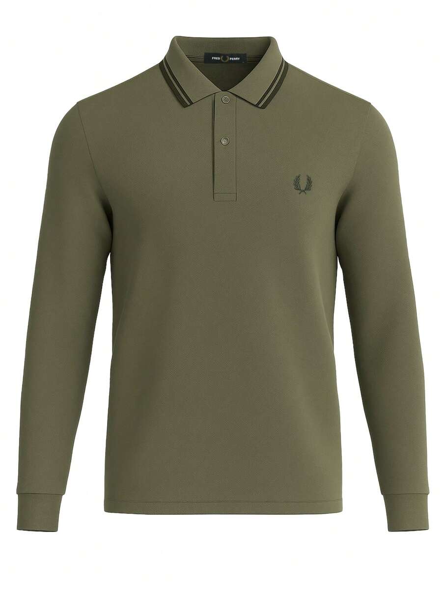 Fred Perry Men's Long Sleeve Polo Shirt Green - Green - View 1