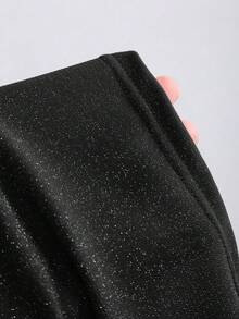 Sweetra Váy mini bó eo gợi cảm bằng chỉ kim loại đan có khóa kim loại hình bướm, phù hợp cho mùa xuân, hè, thu, đông - Màu xanh hải quân - Xem 5