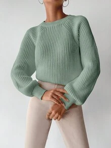 EURMUSE Sudadera Con Mangas Raglán Y Cuello Redondo - verde menta - Ver 5