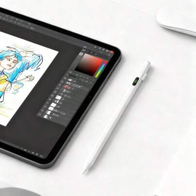 Teckwe 数字显示屏主动式电容触控笔，兼容 Apple Pencil 和所有 iPad 机型，电池续航时间长，具备防误触功能，适用于 iPad 绘图、书写、在线课程和办公。