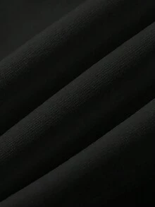 INAWLY Quần dài thời trang cạp chun có miếng vá chữ thường ngày cho nữ - màu đen - Xem 5