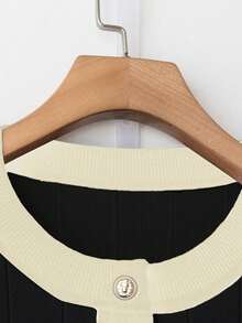 SHEIN LUNE بدلة كاجوال من سترة كارديجان مضفرة بأكمام طويلة وبنطال مضفر، مقاسات كبيرة للنساء، موسم الخريف/الشتاء - متعدد الألوان - مشاهدة 3