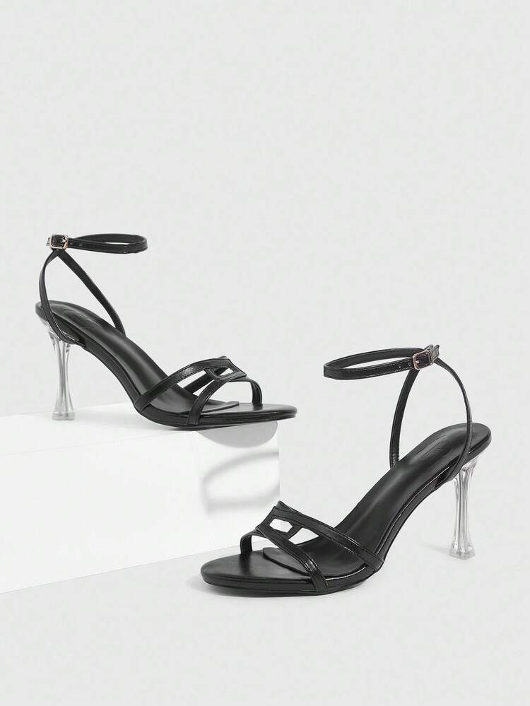 CUCCOO SZL Fashionable Sexy Elegant Strap Round Toe Glass Heel High Heel Sandals