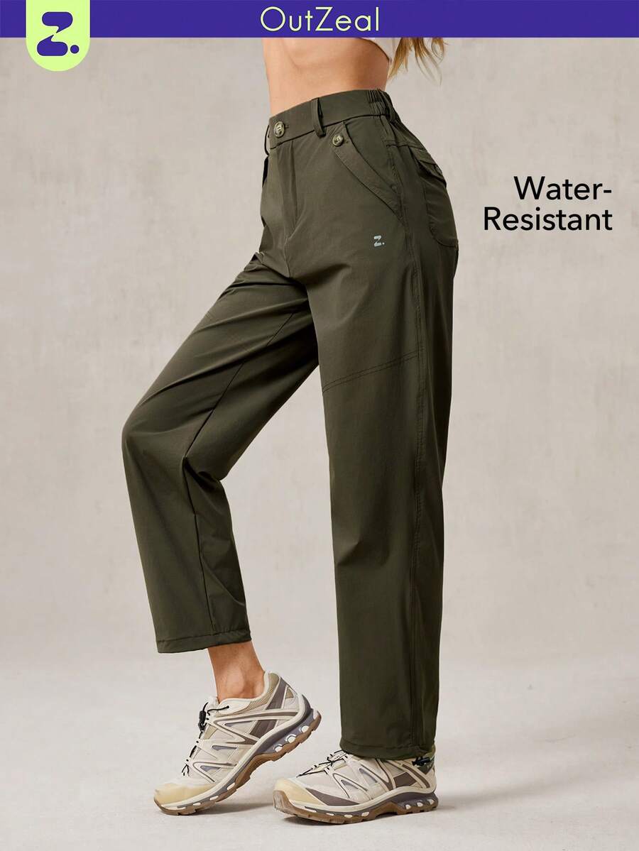 OutZeal Women Water-Resistant Multi Pockets Straight Leg Outdoor Pants Hiking Camping Fall - Army Green - View 1