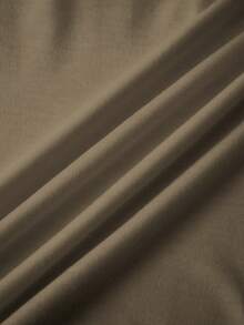 Manfinity Homme 男士字母印花圆领长袖休闲T恤，翻领长袖男装，男士休闲上衣，男士高领衬衫，夏季高领男装，男士长袖T恤 - 駝色 - 查看 4