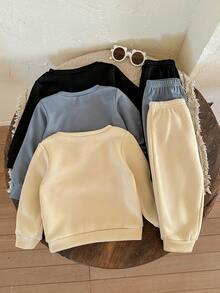 LMoss Kids 6件套男婴针织纯色圆领卫衣和裤子套装