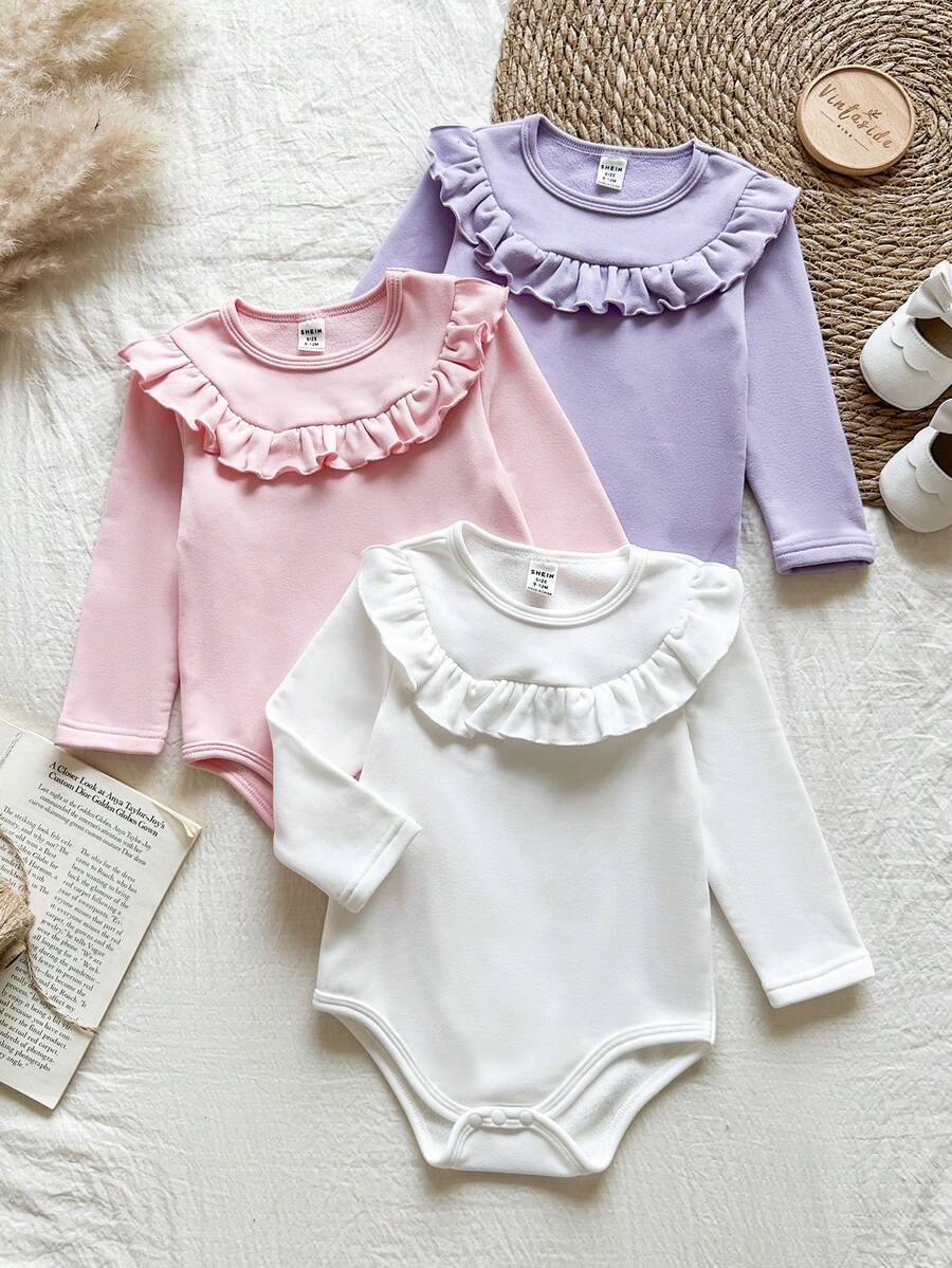 Vintaside Kids Set de toamnă/iarnă pentru bebeluși și fetițe, din mai multe piese, body casual cu guler rotund și mânecă lungă, potrivit pentru mersul de-a bușile acasă, timpul liber sau campingul în aer liber și ținutele de vacanță