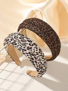 ROMWE Goth 1pc Retro Leopard Print Wide-Brim Headband For Women, Suitable For Daily Commute, Outing, Casual Gathering - Multicolor - View 4