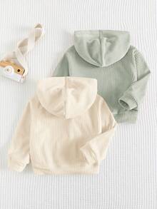 Cozy Pixies 2件套女婴字母图案针织柔软连帽长袖保暖套头卫衣套装 - 綠色 - 查看 2