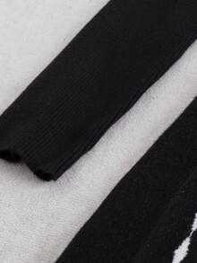 Franclia 女式秋季人造珍珠装饰几何图案长袖连衣裙 - 黑色 - 查看 5