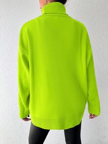 EURMUSE 女款高領長袖毛衣 - 黃色 - 查看 2