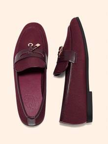 CUCCOO BASICS Giày bệt nữ màu cà phê điểm xuyết vàng thời trang và thoải mái - Màu Đỏ Sâu - Xem 1