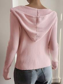 Livesso Women's Casual Hooded Zip-Up Cardigan, Autumn - Pink - View 2