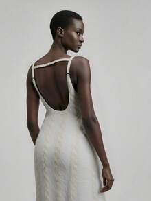 Maija Vestido elegante de mujer con tirantes finos, sin mangas y de color contrastante - Blanco - Ver 1