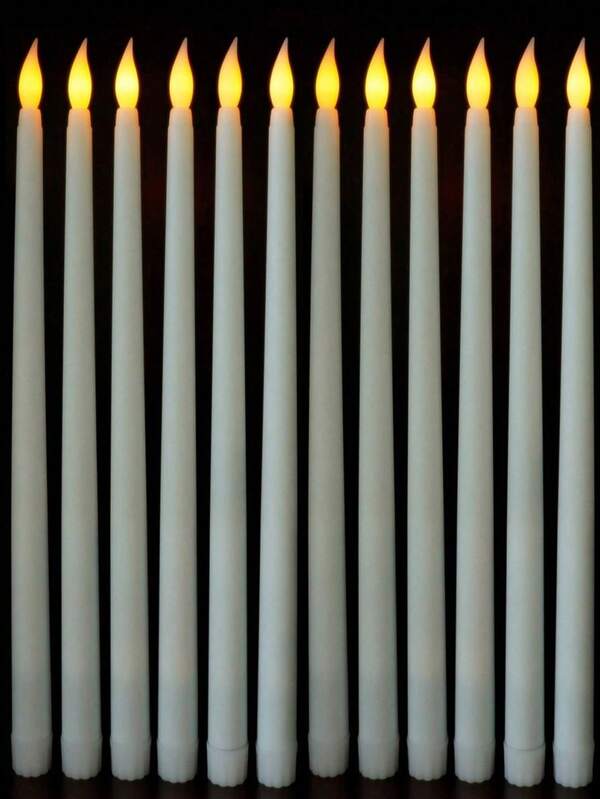 1/5/12PCS Flameless Taper Candles, Battery Powered LED Taper Candles Flickering With Warm Light, Flickering Flameless Candles, Flameless LED Candlesticks, Flameless Flickering Electric Fake Candle For Hoom, Wedding, Party, Table, Halloween Decor, Christmas Decorations, Room Decor