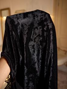 LuxeNights Women's Elegant Velvet Printed Contrast Lace Black Long Sleeve Top & Leopard Print Pants Pajama Set Velvet Pajama Set Pj Set Women Pajamas Sets For Women, Winter Clothes - Multicolor - View 8