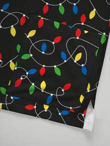 PopScrub 圣诞彩灯全身印花大码女式V领短袖制服上衣 - 彩色 - 查看 3