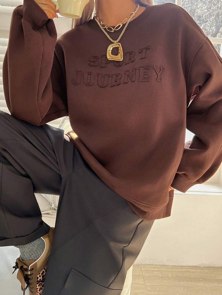 Women's Casual Letter Embroidered Sweatshirt, Autumn/Winter