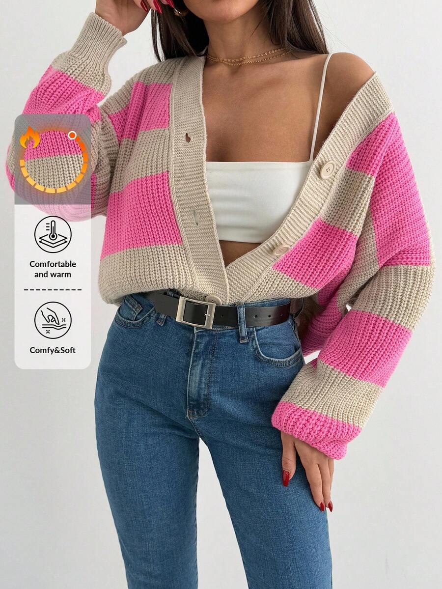 EURMUSE Women's Casual Minimalist Cardigan, For Daily Wear - Pink - View 1
