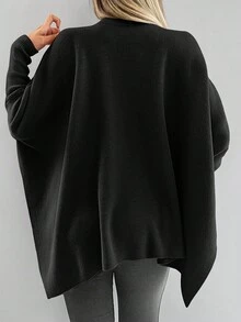 EURMUSE Mock Neck Batwing Sleeve Sweater - Black - View 2