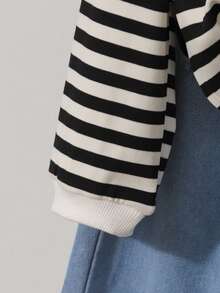 SHEIN 女童黑白条纹小马印花 Polo 衫，春秋季 - 彩色 - 查看 3