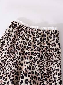 2 件套少女豹纹长袖圆领运动衫 + 宽松豹纹裤，街头休闲舒适装，秋冬 - 白色 - 查看 6