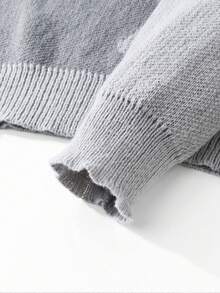 Chillumni 男士卡通猫图案圆领长袖休闲毛衣，秋冬 - 灰色 - 查看 6